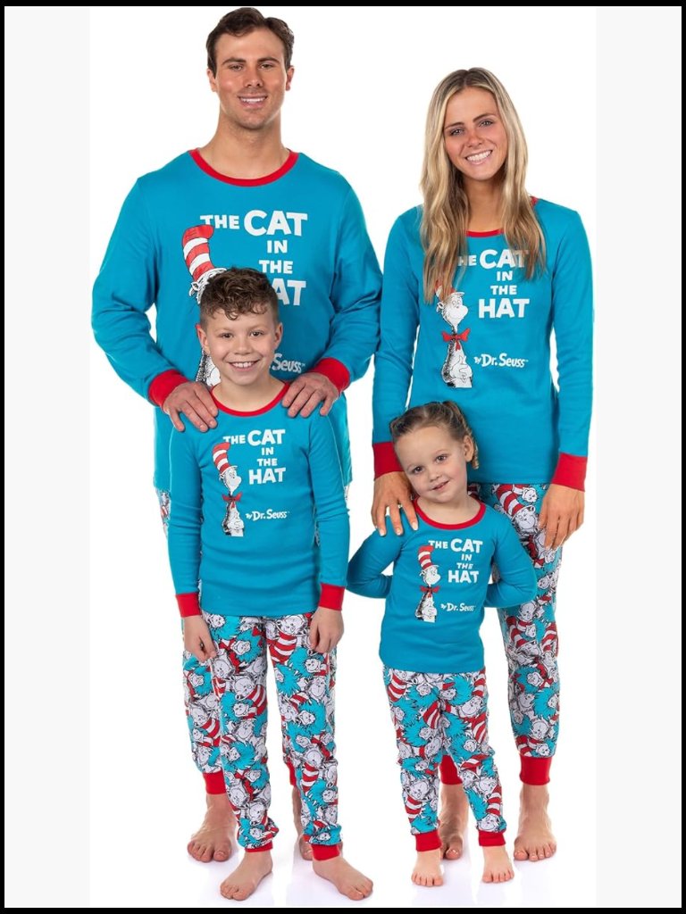 Cotton-Polyester Blend Tight Fit Pajama Set With Dr. Seuss Graphics